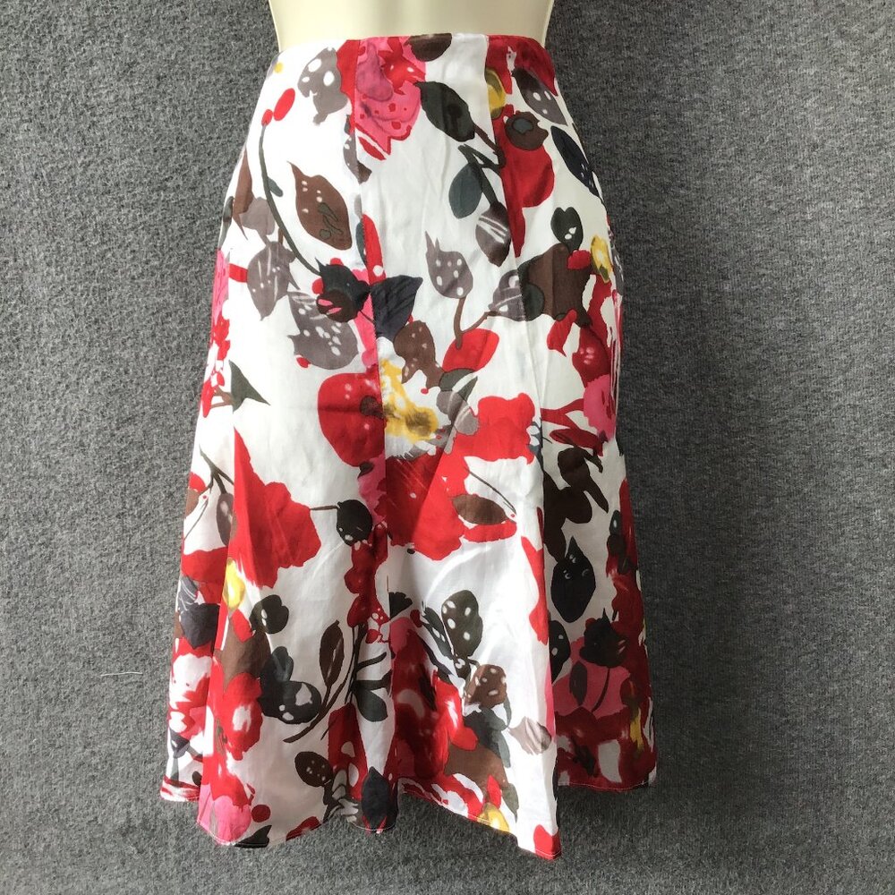 ETCETERA Silk‎ Floral A-Line Skirt Sz 8